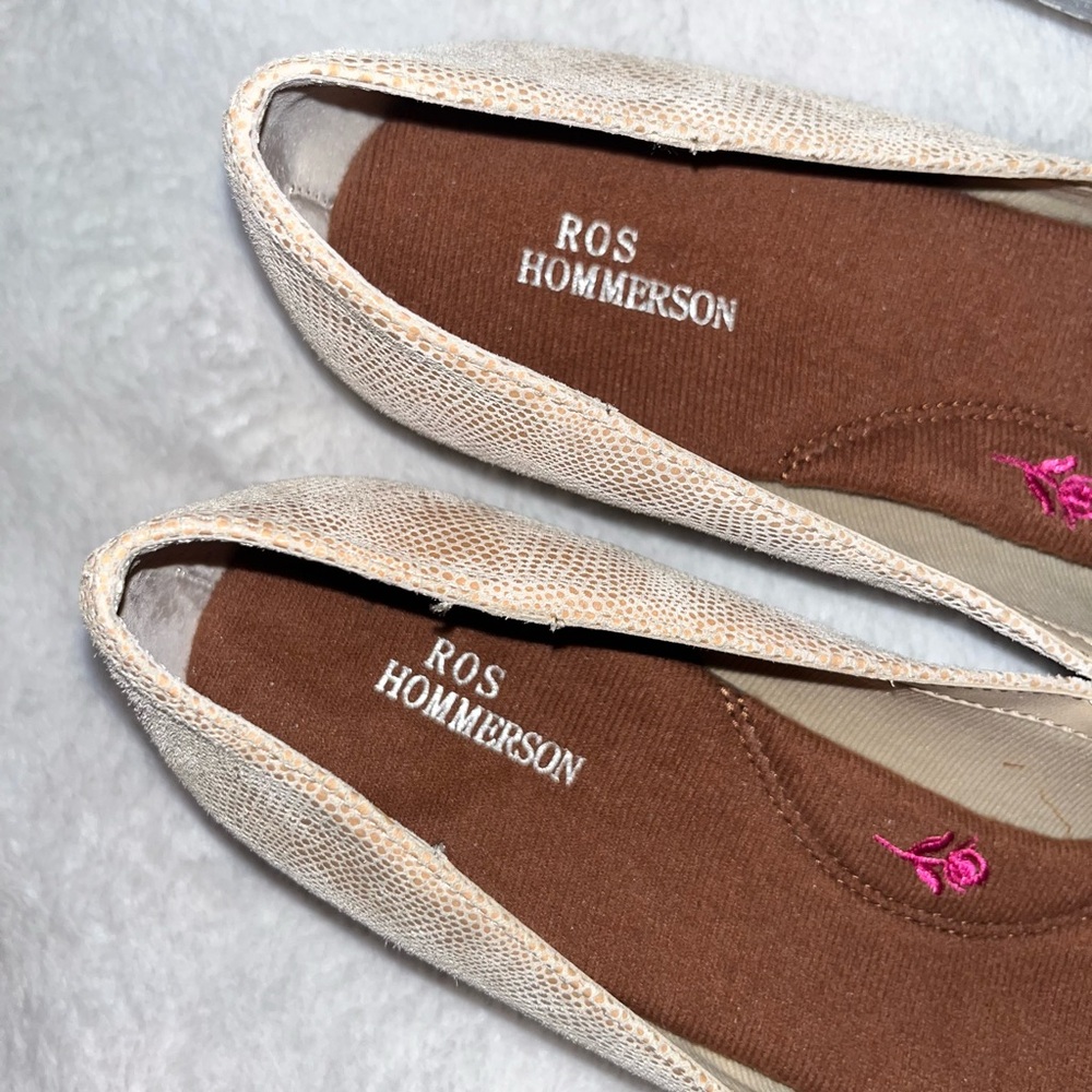 Ros Hommerson Taylor Nude Lizard Print Loafers NEW - Picture 7 of 12